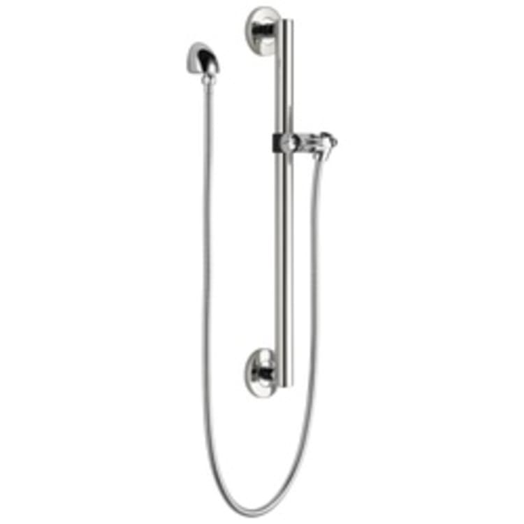 DELTA® 51600 Universal Adjustable Slide Bar/Grab Bar Assembly With Round Wall Elbow, 24 in L Bar, Chrome Plated, Import