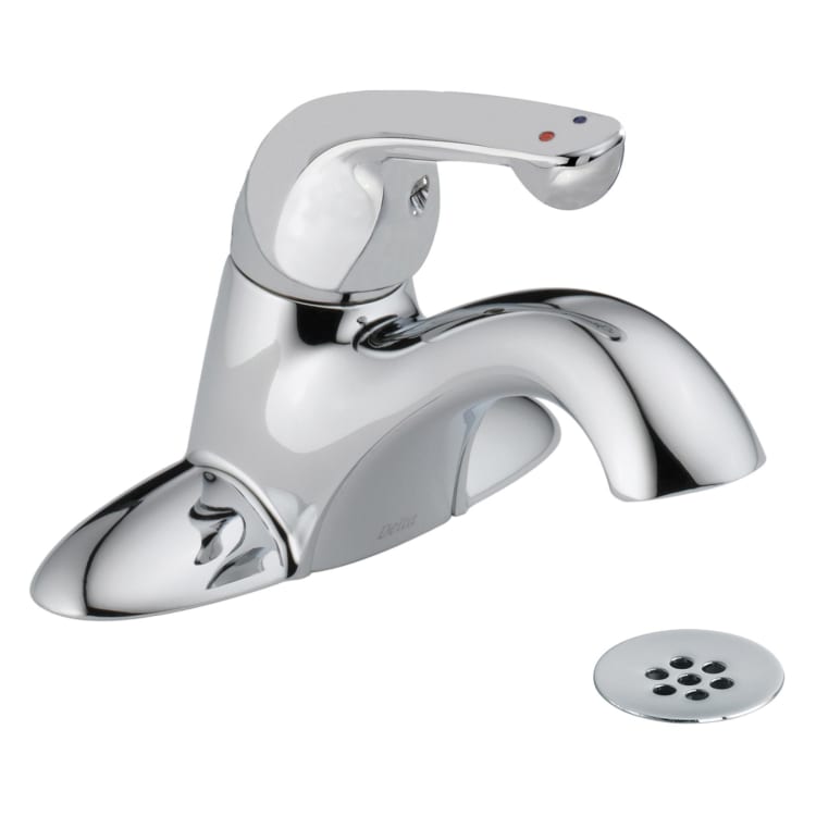 DELTA® 523LF-TGMHDF HDF® Centerset Lavatory Faucet, Polished Chrome, 1 Handles, Grid Strainer Drain, 0.35 gpm Flow Rate