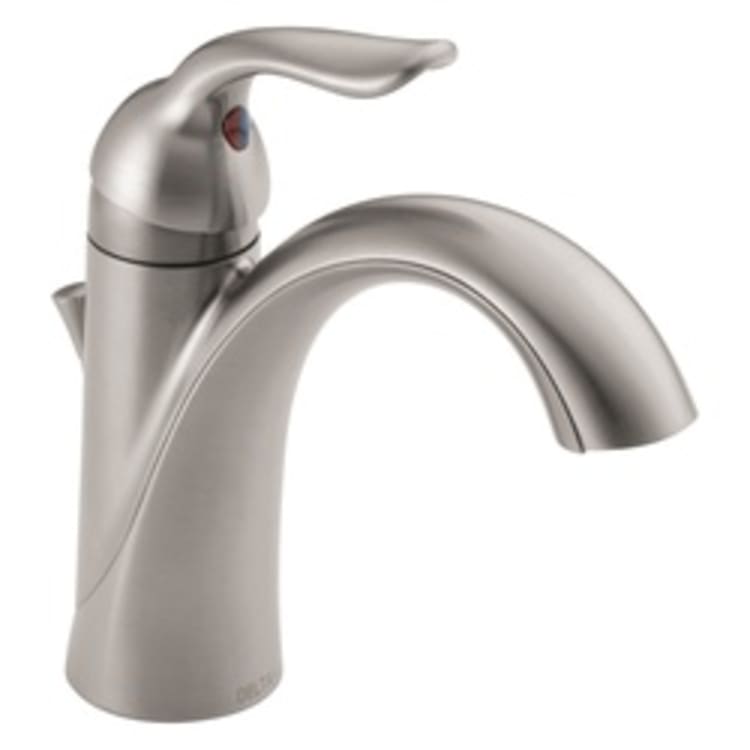 DELTA® 538-SSMPU-DST Lahara® Centerset Lavatory Faucet, 1.2 gpm, 3-15/16 in H Spout, 1 Handle, Pop-Up Drain, 1/3 Faucet Holes, Stainless Steel, Commercial