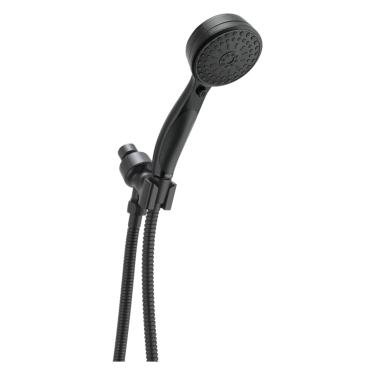 DELTA® 54424-BL18-PK Adjustable Shower Arm Mount Hand Shower, 3-5/8 in Dia, 1.75 gpm Flow Rate, 60 to 82 in L Hose, Matte Black, Import