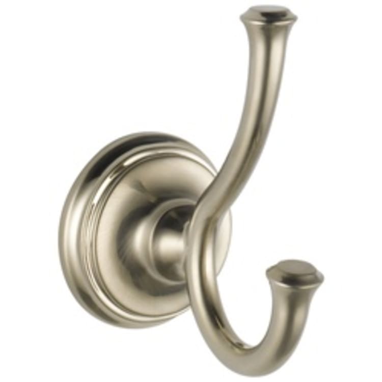 DELTA® 79735-SS Cassidy™ Robe Hook, 2 Hooks, 2-1/2 in OAW x 3-7/8 in OAD x 4-5/8 in OAH, Brass, Domestic