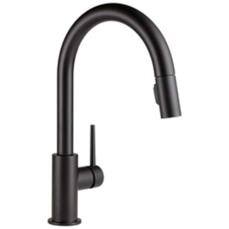 DELTA® 9159-BL-DST Trinsic® Pull-Down Kitchen Faucet, 1.8 gpm, 3 Faucet Holes, Matte Black, 1 Handle, Domestic