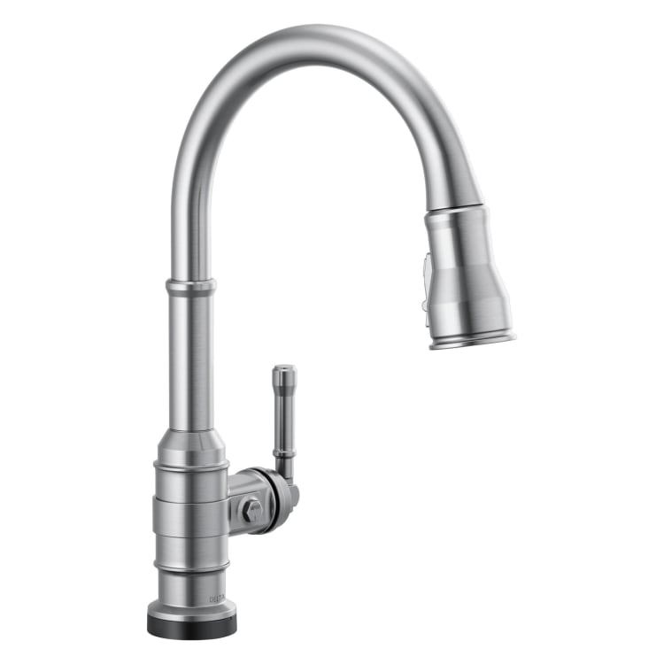 DELTA® 9190T-AR-DST Broderick™ Pulldown Kitchen Faucet, 1.8 gpm Flow Rate, Arctic™ Stainless Steel, 1 Handles, 1 Faucet Holes, Function: Traditional, Domestic, Commercial/Residential