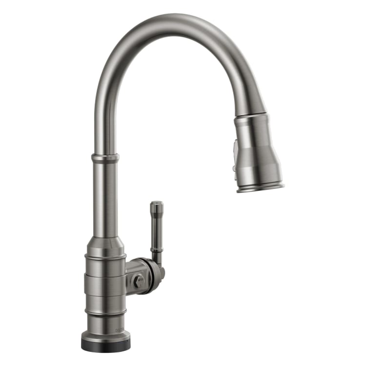 DELTA® 9190T-KS-DST Broderick™ Pulldown Kitchen Faucet, 1.8 gpm Flow Rate, Black/Stainless Steel, 1 Handles, 1 Faucet Holes, Function: Traditional, Domestic, Commercial/Residential