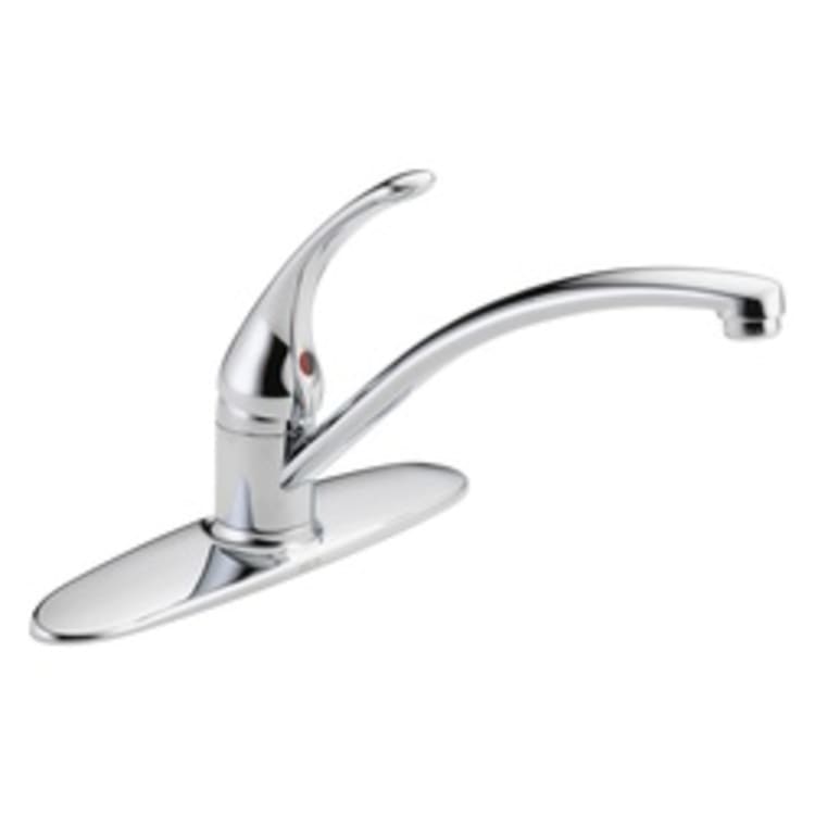 DELTA® B1310LF Foundations® Kitchen Faucet, 1.8 gpm, 8 in Center, 1 Handle, Chrome Plated, Domestic