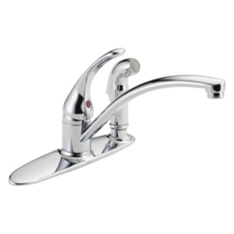 DELTA® B3310LF Foundations® Kitchen Faucet, 1.8 gpm, 8 in Center, 1 Handle, Chrome Plated, Domestic