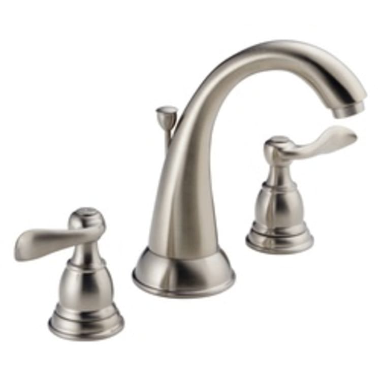DELTA® B3596LF-SS Windemere® Widespread Lavatory Faucet, Commercial, 1.2 gpm Flow Rate, 4-15/16 in H Spout, 6 to 16 in Center, Stainless Steel, 2 Handles, Pop-Up Drain, Import