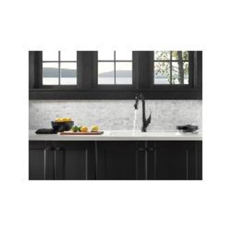 DELTA® 9181T-BL-DST Esque™ Pull-Down Kitchen Faucet, 1.8 gpm Flow Rate, Matte Black, 1 Handles, 1 Faucet Holes, Function: Traditional, Domestic