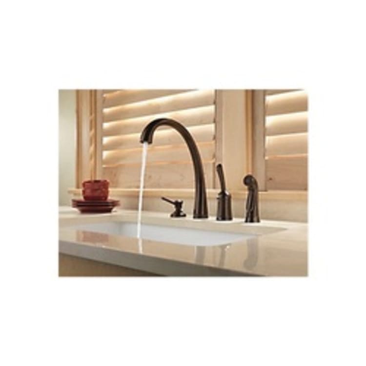 DELTA® RP1002RB Classic Transitional Soap/Lotion Dispenser, 13 oz Bottle, Deck Mount, Plastic, Domestic