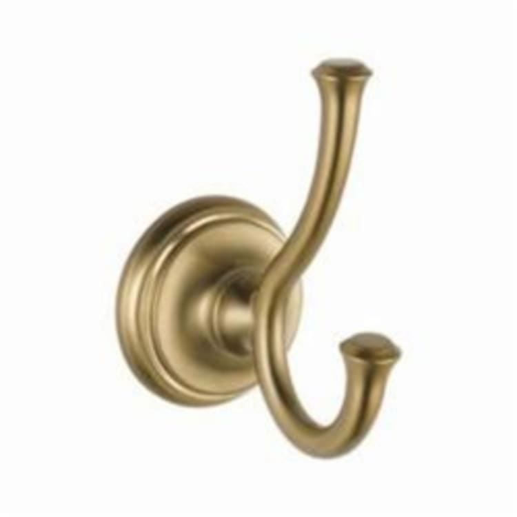 DELTA® 79735-CZ Cassidy™ Robe Hook, 2 Hooks, 2-1/2 in OAW x 3-7/8 in OAD x 4-5/8 in OAH, Brass, Domestic