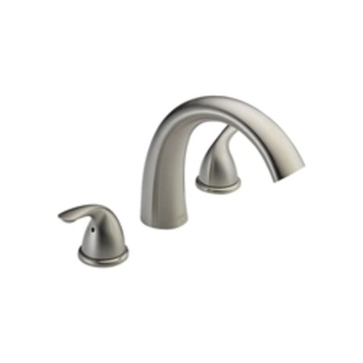 DELTA® T2705-SS Classic Roman Tub Trim, 18 gpm, 8 to 16 in Center, Stainless Steel, 2 Handles, Hand Shower Yes/No: No