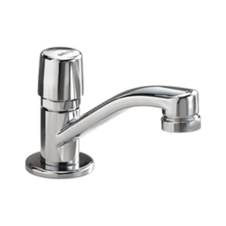 DELTA® 701LF-HDF HDF® Self-Closing Centerset Lavatory Faucet, 0.5 gpm, 3-1/2 in H Spout, 1 Handle, Chrome Plated, Commercial