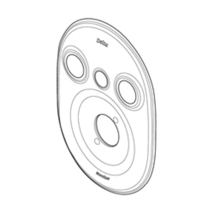 DELTA® RP34794 18 Series Jetted Shower™ Escutcheon, For Use With 1800 Series Shower, 15.9 in L x 3.2 in H x 9.4 in W, Chrome Plated, Import