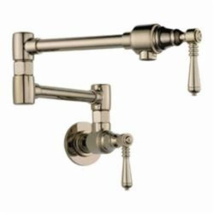 Brizo® 62810LF-PN Traditional® Pot Filler Faucet, 4 gpm, Polished Nickel, 2 Handles, Import