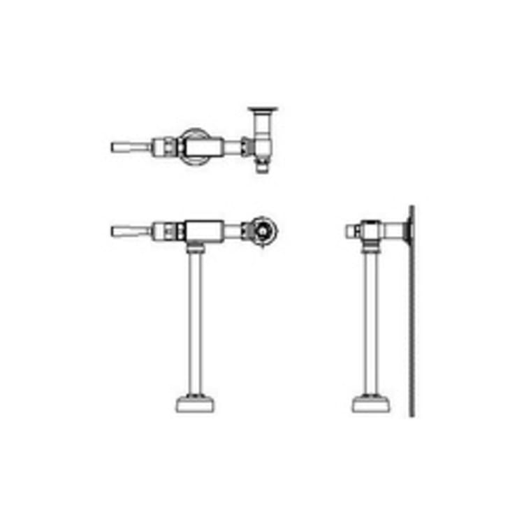 DELTA® 86T505 Exposed Metering Urinal Valve With Union Inlet Stop, 0.5 gpm, 3/4 in Inlet, 40 psi, Chrome Plated, Import