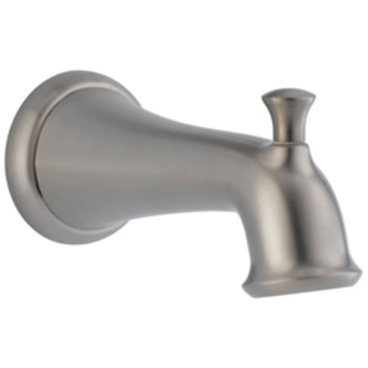 DELTA® RP52153SS Linden™ Pull-Up Diverter Tub Spout, 6-1/2 in L x 3-1/4 in H, For Use With Tub and Shower Faucet, Stainless Steel