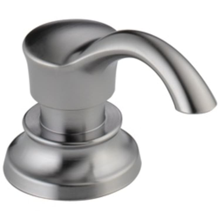 DELTA® RP71543AR Cassidy™ Soap/Lotion Dispenser, Arctic™ Stainless Steel, 13 oz Capacity, Deck Mount, Brass