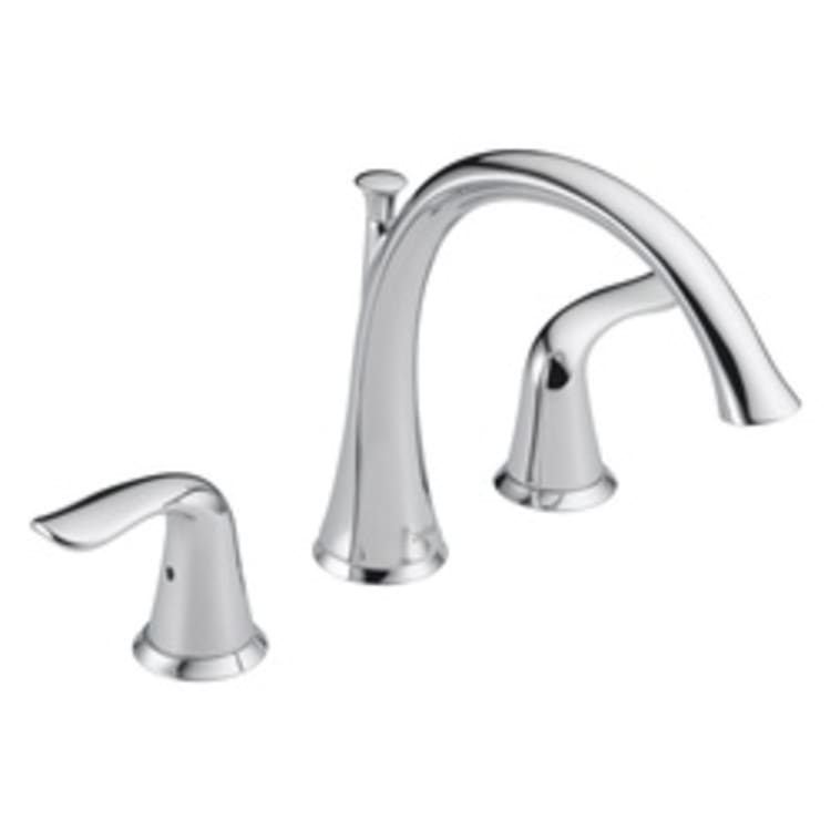 DELTA® T2738 Lahara® Roman Tub Trim, 18 gpm, 8 to 16 in Center, Chrome Plated, 2 Handles, Hand Shower Yes/No: No