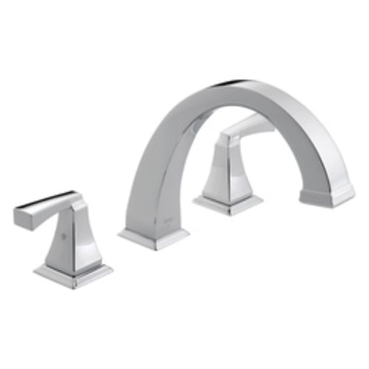 DELTA® T2751 Roman Tub Trim, Dryden™, 2 gpm Flow Rate, 8 to 16 in Center, Polished Chrome, 2 Handles, Function: Traditional, Import