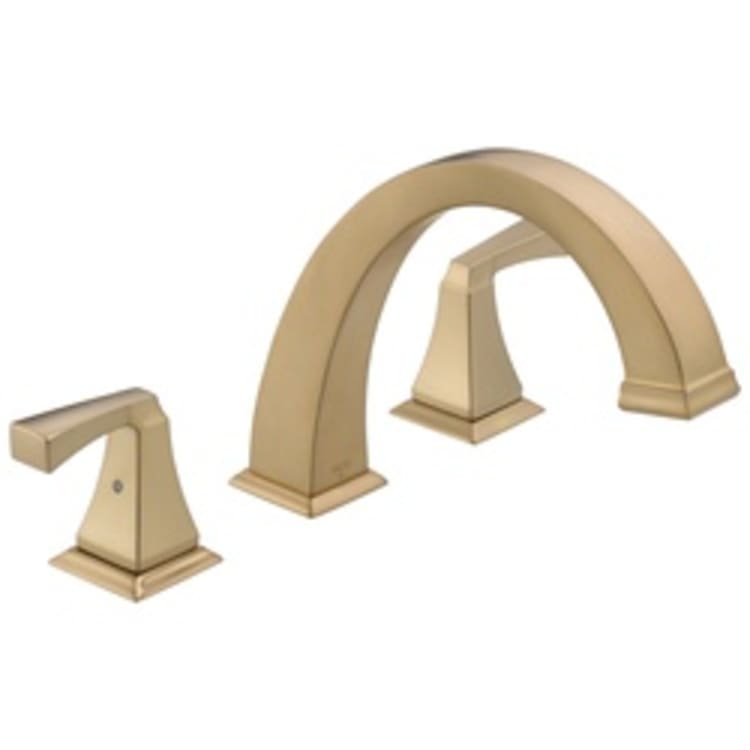 DELTA® T2751-CZ Roman Tub Trim, Dryden™, 2 gpm, 8 to 16 in Center, Champagne Bronze, 2 Handles, Hand Shower Yes/No: No