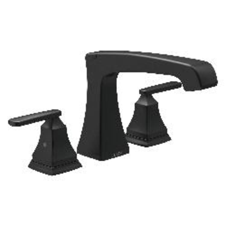 DELTA® T2764-BL Ashlyn® Roman Tub Trim, Commercial/Residential, 18 gpm Flow Rate, 8 to 16 in Center, Matte Black, 2 Handles, Function: Traditional, Import