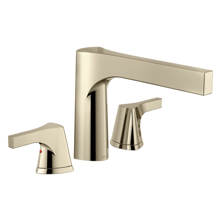 DELTA® T2774-PN Roman Tub Trim, Zura™, 2 gpm Flow Rate, 11 to 16 in Center, Polished Nickel, 2 Handles, Function: Traditional, Domestic