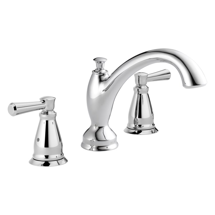 DELTA® T2793 Roman Tub Trim, Linden™, 2 gpm Flow Rate, 8 to 16 in Center, Polished Chrome, 2 Handles, Function: Traditional, Import