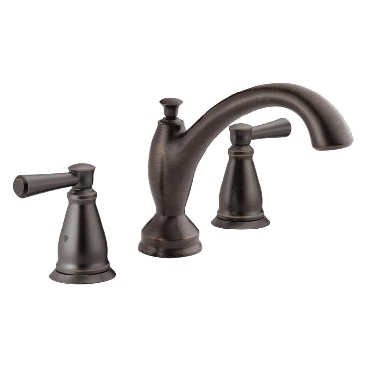 DELTA® T2793-RB Roman Tub Trim, Linden™, 2 gpm Flow Rate, 8 to 16 in Center, Venetian Bronze, 2 Handles, Function: Traditional, Import