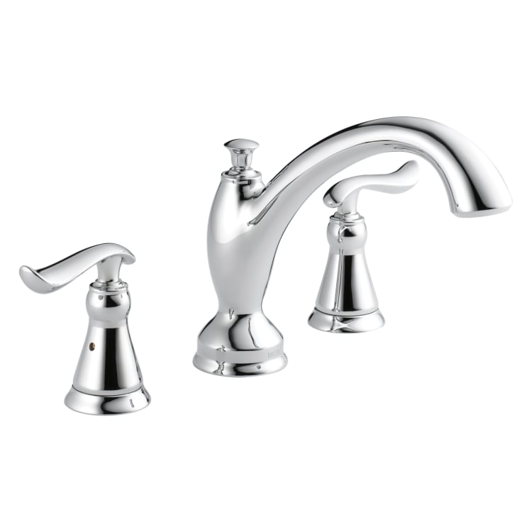 DELTA® T2794 Roman Tub Trim, Linden™, 18 gpm Flow Rate, 8 to 16 in Center, Polished Chrome, 2 Handles, Function: Traditional, Import