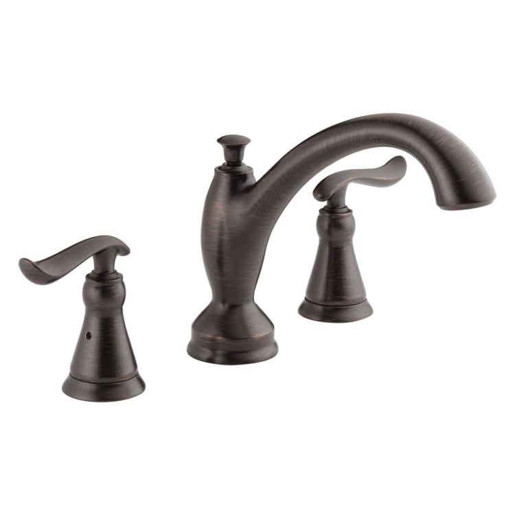 DELTA® T2794-RB Roman Tub Trim, Linden™, 18 gpm Flow Rate, 8 to 16 in Center, Venetian Bronze, 2 Handles, Function: Traditional, Import