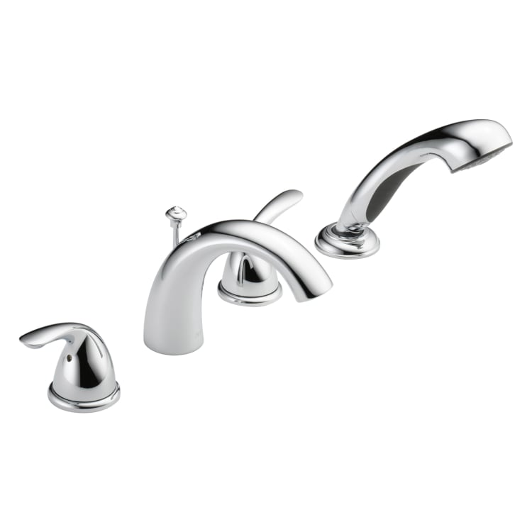 DELTA® T4705 Roman Tub Trim With Hand Shower, Classic, 2 gpm Flow Rate, 8 to 16 in Center, 5-7/8 in Reach x 5-3/16 in H Spout, Domestic