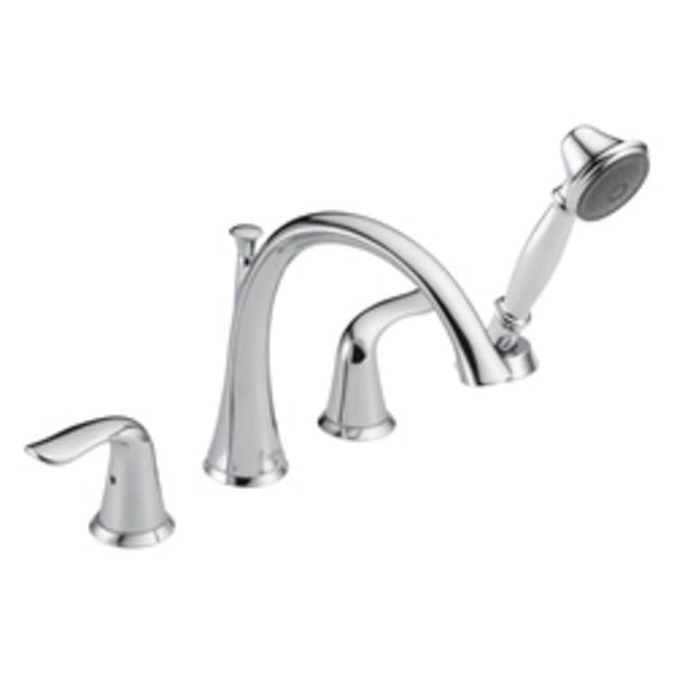 DELTA® T4738 Roman Tub Trim, Lahara®, 1.75 gpm Flow Rate, 8 to 16 in Center, Polished Chrome, 2 Handles, Function: Traditional, Domestic