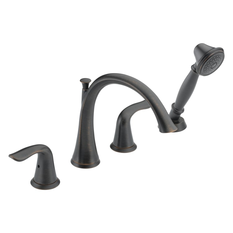 DELTA® T4738-RB Roman Tub Trim, Lahara®, 1.75 gpm Flow Rate, 8 to 16 in Center, Venetian Bronze, 2 Handles, Function: Traditional, Domestic
