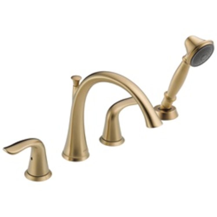 DELTA® T4738-CZ Lahara® Roman Tub Trim, 1.75 gpm, 8 to 16 in Center, Champagne Bronze, 2 Handles, Hand Shower Yes/No: Yes, Domestic, Commercial