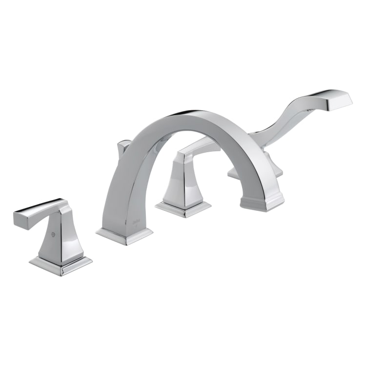 DELTA® T4751 Roman Tub Trim, Dryden™, 2 gpm Flow Rate, 8 to 16 in Center, Polished Chrome, 2 Handles, Function: Traditional, Import