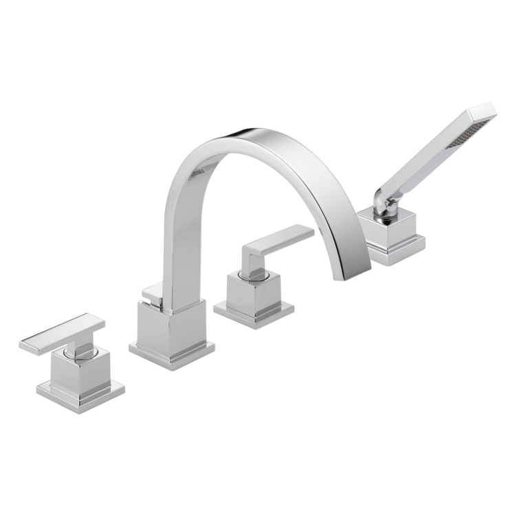DELTA® T4753 Roman Tub Trim, Vero®, 18 gpm Flow Rate, 8 to 16 in Center, Polished Chrome, 2 Handles, Function: Traditional, Import