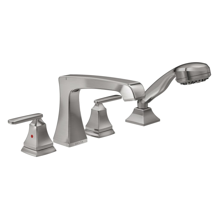 DELTA® T4764-SS Ashlyn® Roman Tub Trim, 2 gpm Flow Rate, 8 to 16 in Center, Brilliance® Stainless Steel, 2 Handles, Function: Traditional, Import