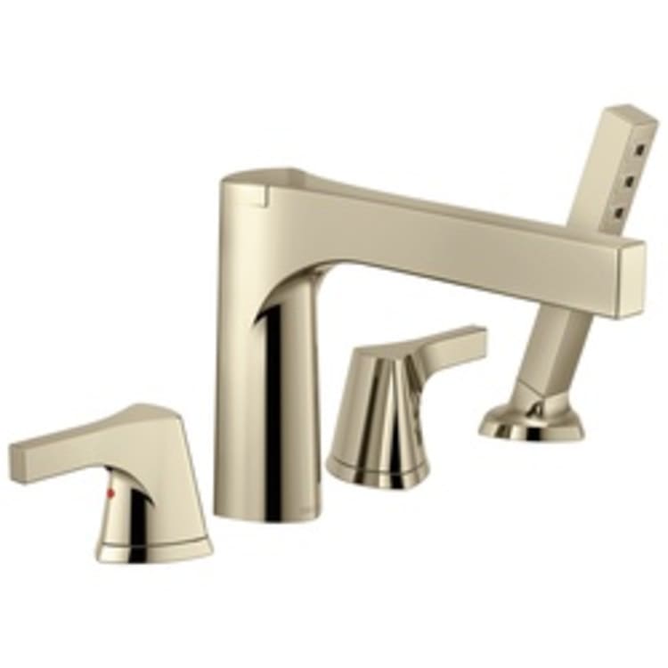 DELTA® T4774-PN Roman Tub Trim, Zura™, 2 gpm, 11 to 16 in Center, Polished Nickel, 2 Handles, Hand Shower Yes/No: Yes, Domestic