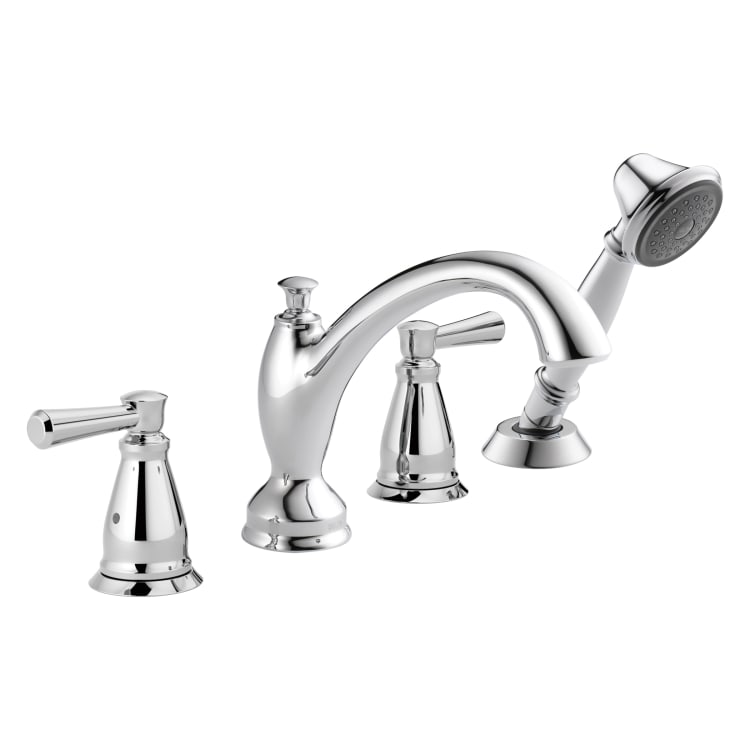 DELTA® T4793 Roman Tub Trim, Linden™, 2 gpm Flow Rate, 8 to 16 in Center, Polished Chrome, 2 Handles, Function: Traditional, Import