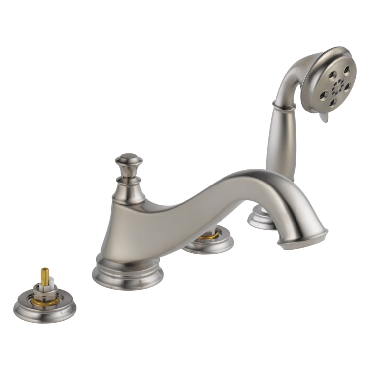 DELTA® T4795-SSLHP Cassidy™ Roman Tub Trim, 1.75 gpm Flow Rate, 10 to 16 in Center, Stainless Steel, Function: Traditional, Import