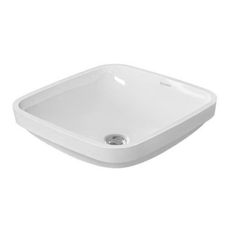 DURAVIT 0373370000 DuraStyle Vanity Basin With Overflow, DuraStyle, Rectangle Shape, 15-3/4 in L x 15-3/4 in W x 5-7/8 in H, Under Mount, Ceramic, White, Import