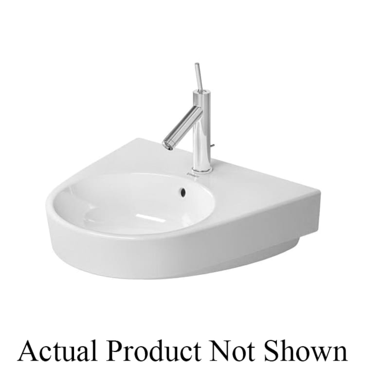 DURAVIT 2323550000 Starck 2 Washbasin With Overflow and Tap Platform, Semi-Circular Shape, 21-5/8 in L x 19-1/8 in W x 6-3/4 in H, Wall Mount, Ceramic, White, Import