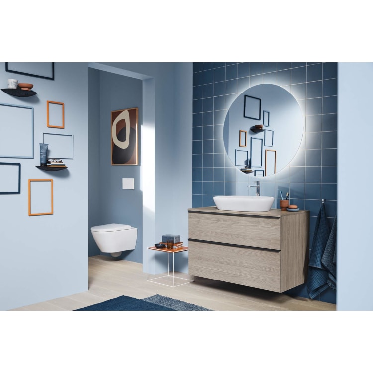 DURAVIT 2372600070 237260 D-Neo Washbowl, Circular Shape, 4.875 in H x 15.75 in W x 23.625 in x L, Above-Counter Mounting, Ceramic, White, Import