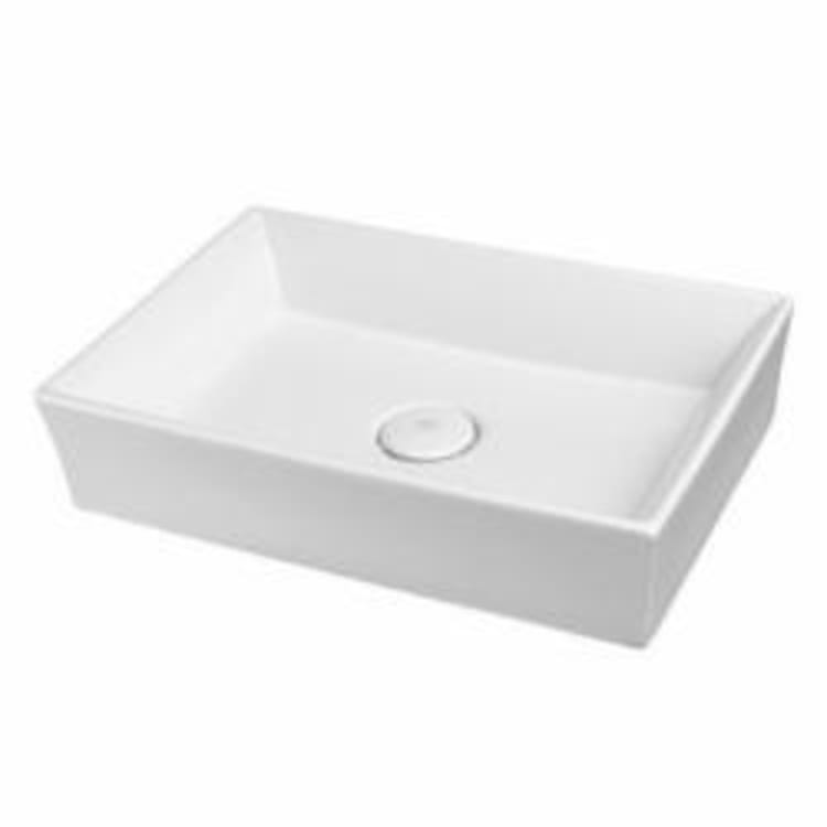 DXV D20080022.415 POP® Vessel Bathroom Sink, Rectangle, 6-9/16 in H x 22 in W x 15 in D, Fine Fireclay, Canvas White, Import