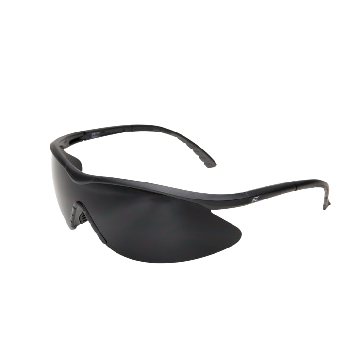 EDGE® DB116 Banraj Non-Polarized Safety Glasses, Scratch Resistant Smoke Lens, Wraparound Matte Black Nylon Frame, Polycarbonate Lens, Specifications Met: ANSI Z87.1+ 2010, MCEPS GL-PD 10-12