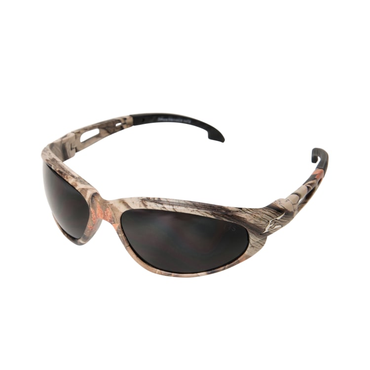 EDGE® TSM216CF Dakura Polarized Safety Glasses, Scratch Resistant Smoke Lens, Wraparound Camouflage Nylon Frame, Polycarbonate Lens, Specifications Met: ANSI Z87.1+ 2010, MCEPS GL-PD 10-12