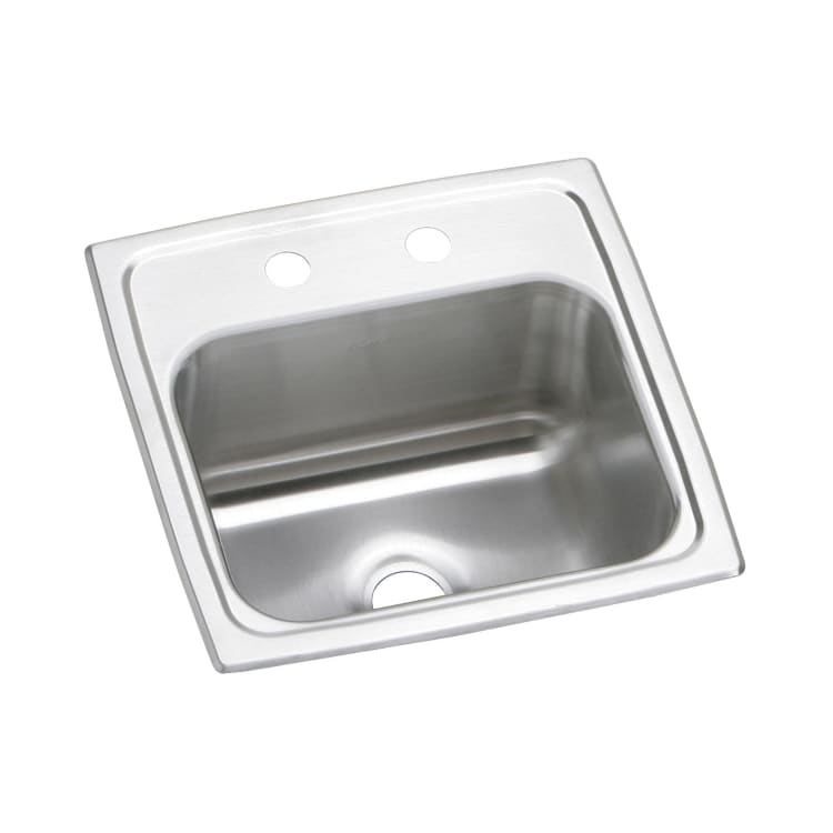 Elkay® BPSR15MR2 Bar Sink, Gourmet, Square, 12 in L x 9-1/4 in W x 6 in D Bowl, 15 in L x 15 in W x 6-1/8 in H, Top Mount, Stainless Steel, Brilliant Satin