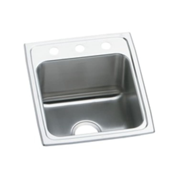 Elkay® LRAD1522653 Kitchen Sink, Gourmet, Rectangular, 11-1/2 in L x 16 in W x 6-3/8 in D Bowl, 3 Faucet Holes, 15 in L x 22 in W x 6-1/2 in H, Top Mount, Stainless Steel, Lustertone