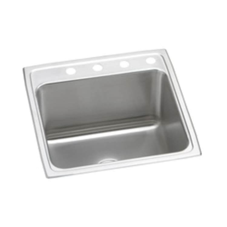 Elkay® DLR2222123 Gourmet Kitchen Sink, Square, 3 Faucet Holes, 22 in W x 22 in D x 12-1/8 in H, Top Mount, Stainless Steel, Lustertone, Domestic