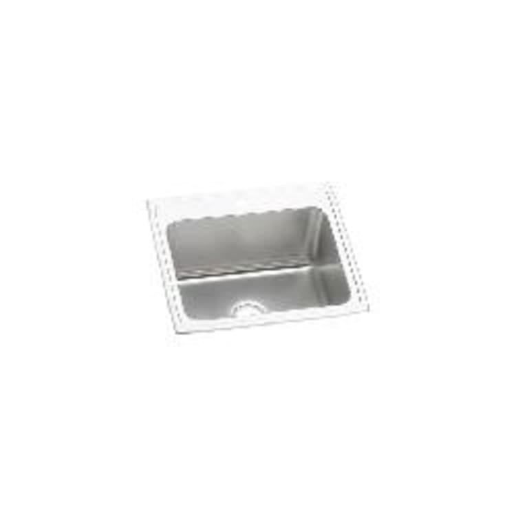 Elkay® DLR2522105 Gourmet Kitchen Sink, Lustertone, Rectangle Shape, 21 in L x 15-3/4 in W x 10 in D Bowl, 5 Faucet Holes, 25 in L x 22 in W x 10-3/8 in H, Top Mount, Stainless Steel